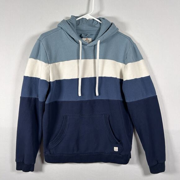 Marine Layer Soft Cozy Signature‎ Coastal Blue Colorblock Hoodie Men's Small